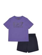 Tracksuit Sport Sets With Short-sleeved T-shirt Purple EA7