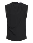 Sleeveless Draped Blouse Tops Blouses Sleeveless Black Mango