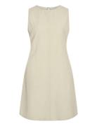 Viprisilla O-Neck S/L Short Dress Kort Kjole Cream Vila