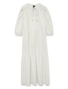 Vmpretty 3/4 Long Dress Wvn Ga Knælang Kjole White Vero Moda