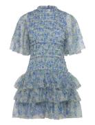 Minnie Short Sleeve Lace Mini Dress Designers Short Dress Blue Malina