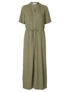 Slfviva-Damina Ss Ankle Sun Dress Noos Maxikjole Festkjole Green Selec...