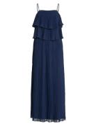 Vichiffan Singlet Pleat Dress - Noos/Dc Maxikjole Festkjole Navy Vila