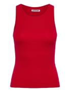 Ribbed Fitted Tank Top Tops T-shirts & Tops Sleeveless Red Weekday