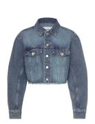 Cropped Over D Barrel-Sleeved Denim Jacket Jakke Denimjakke Blue Monki