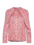 Evie Pleated Neckline Blouse Designers Blouses Long-sleeved Pink Malin...