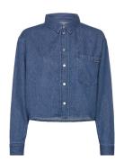 Cropped Dad Denim Shirt Tops Shirts Denim Shirts Blue Calvin Klein Jea...