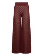 Alissa Knitted Pants Designers Trousers Wide Leg Burgundy Malina