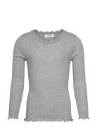 Rkbalta Modal Ls Lace T-Shirt Tops T-shirts Long-sleeved T-Skjorte Gre...