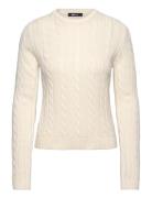 Cable Knitted Sweater Tops Knitwear Jumpers Cream Gina Tricot