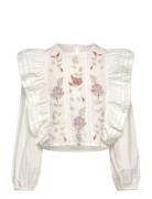 Floral Embroidered Blouse Tops Blouses & Tunics White Mango