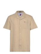 Tjm Linen Blend Camp Ss Ext Tops Shirts Linen Shirts Beige Tommy Jeans