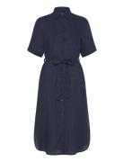 Reg Linen Ss Shirt Dress Knælang Kjole Navy GANT