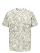 Onsperry Life Reg Leaf Aop Ss Tee Noos Tops T-Kortærmet Skjorte Green ...