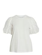 Visimonia O-Neck S/S Top Tops Blouses Short-sleeved White Vila