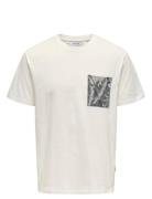 Onsperry Life Reg Leaf Ss Pockettee Noos Tops T-Kortærmet Skjorte Crea...