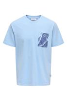 Onsperry Life Reg Leaf Ss Pockettee Noos Tops T-Kortærmet Skjorte Blue...