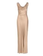 Leah Cowl Satin Maxi Dress Designers Maxi Dress Beige Malina