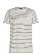 Cotton Linen Stripe Tee Tops T-Kortærmet Skjorte Cream Tommy Hilfiger