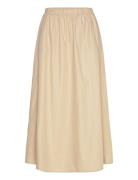 Poplin Pull On Midi Skirt Skirts Knee-length & Midi Skirts Beige Calvi...