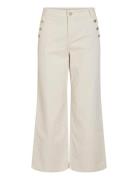 Viemma Hw Wide 7/8 Button Jeans Ola/R1 Bottoms Jeans Wide Cream Vila