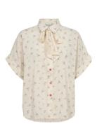 Nululiana Ss Bow Shirt Tops Shirts Short-sleeved Beige Nümph