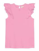 Top Ns Lace Tops T-shirts Sleeveless Pink Creamie