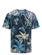 Jjhawaii Aop Tee Ss Crew Neck Tops T-Kortærmet Skjorte Navy Jack & J S