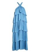 Vifiluka H/N S/L Ankle Dress/Dc/R/Bfs Maxikjole Festkjole Blue Vila