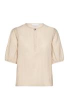 Shirt With Pipings Tops Blouses Short-sleeved Beige Coster Copenhagen