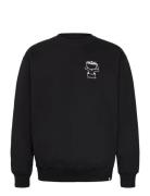 Printed Crewneck Tops Sweatshirts & Hoodies Sweatshirts Black Revoluti...