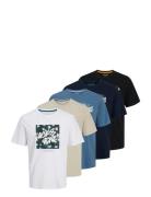 Jjhawaii Shape Tee Ss Crew Neck 5Pk Mp Tops T-Kortærmet Skjorte Multi/...