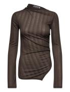 Asymmetric Long Sleeve Top Tops T-shirts & Tops Long-sleeved Brown Wee...