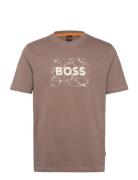 Te_Logospace Tops T-Kortærmet Skjorte Beige BOSS