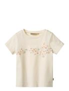 T-Shirt S/S Print Tessa Tops T-Kortærmet Skjorte Cream Wheat