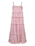 Seersucker Strap Dress Designers Maxi Dress Pink By Ti Mo