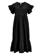 Objvita S/S Long Dress Rep Knælang Kjole Black Object
