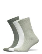 3-Pack Rib Socks Underwear Socks Regular Socks Green Weekday