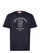 Graphic Ss T-Shirt Tops T-Kortærmet Skjorte Navy GANT