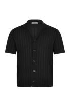 Knitted Shirt With Pointelle Detail Tops Knitwear Short Sleeve Knitted...