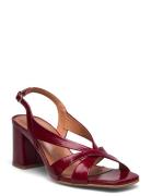 088-Vanity Cuir Brillant Sandal Med Hæl Red Jonak Paris