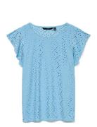 Vmtassa Sl Frill Top Noos Tops Blouses Short-sleeved Blue Vero Moda