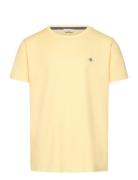Shield Ss T-Shirt Tops T-Kortærmet Skjorte Yellow GANT