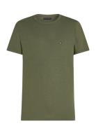 Cotton Linen Tee Tops T-Kortærmet Skjorte Khaki Green Tommy Hilfiger