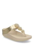 Fino Beadie-Button Metallic Toe-Post Sandals Klipklapper Sandaler Beig...