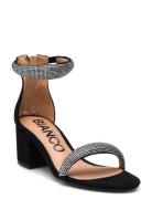 Bialisbon Sandal Rhinest Faux Suede Sandal Med Hæl Black Bianco