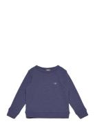 Shield Cotton Slub C-Neck Tops T-shirts Long-sleeved T-Skjorte Navy GA...
