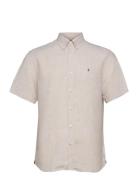 Douglas Bd Linen Shirt Ss Designers Shirts Short-sleeved Beige Morris