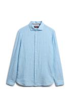 Vacation L/S Linen Shirt Tops Shirts Linen Shirts Blue Superdry