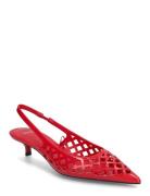 Die-Cut Kitten Shoes Shoes Sling Backs Heeled Slingbacks Red Mango
